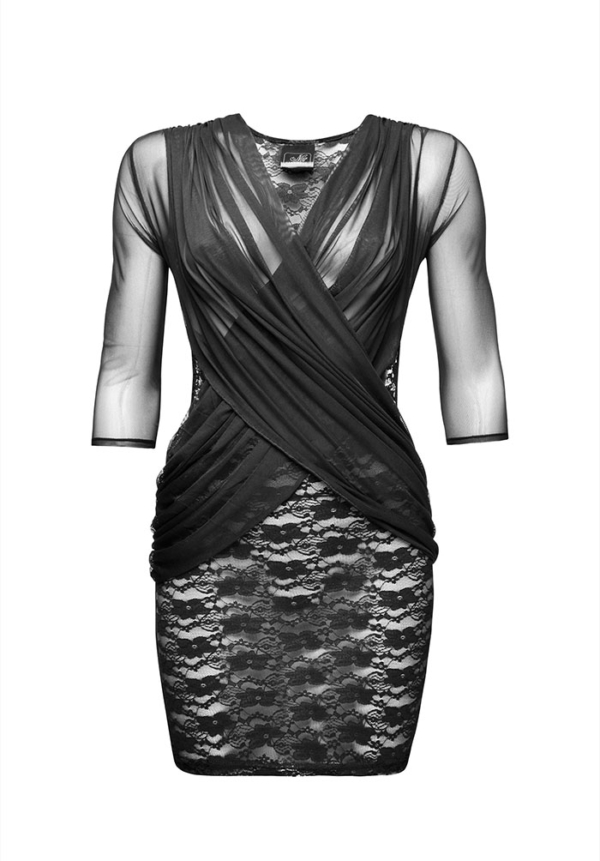 Poolläbipaistvast pitsist ja tüllist dekolteega kleit Noir Handmade Flirty F113B.